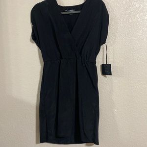 Black Dress ruffled short sleeve elastic waist new size medium
